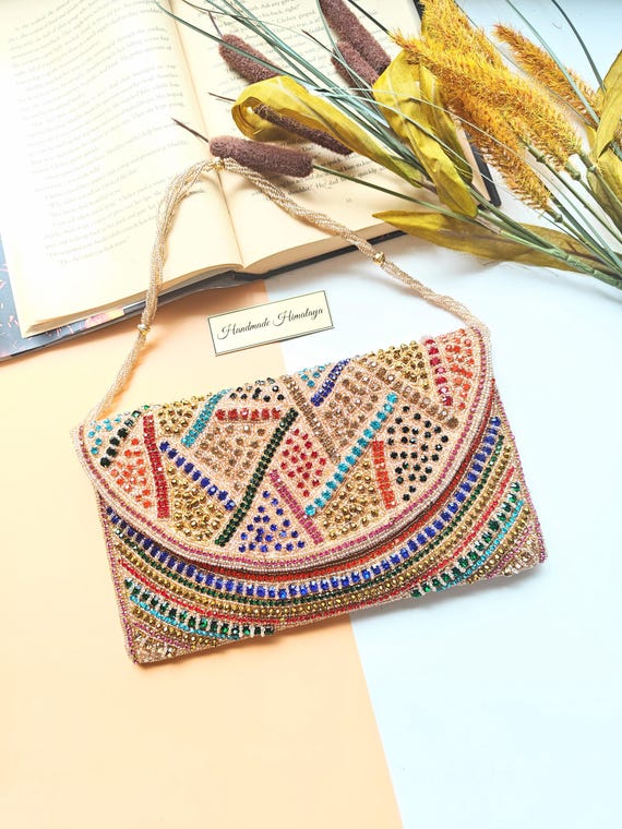 Rose Gold Clutch, Envelope Crossbody Bag, Beaded Purse, Wedding Clutch Bag, Party Clutch, Evening Clutch, Gifts For Her
