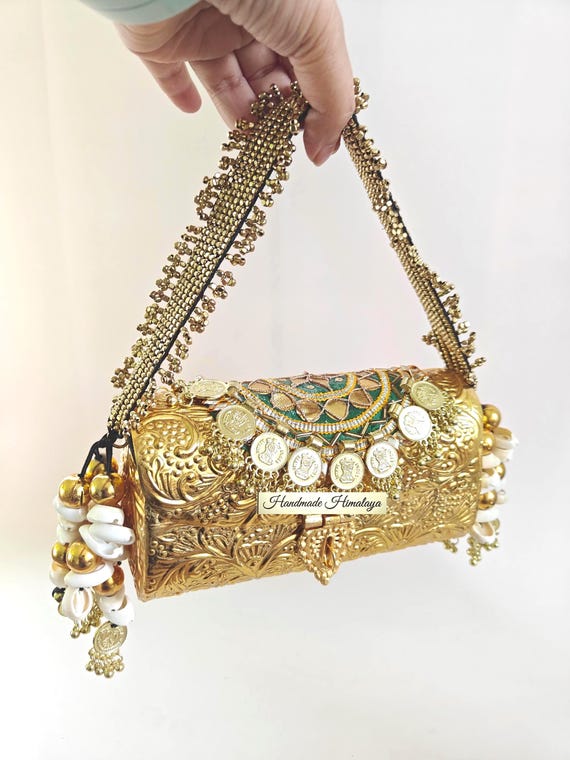 Vintage Gold Brass Bag | Indian Bridal Wedding Metal Purse