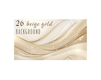 May include: Abstract beige and gold background with wavy lines and sparkling glitter. 26 beige gold background.