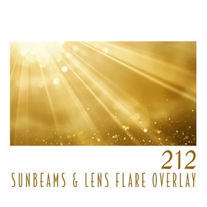 212 Sonnenstrahlen und Linsen Reflektionen. Photoshop Overlay. Streulicht. Regenbogen. Sonnenlicht Overlay. Clipart Bündel. JPG