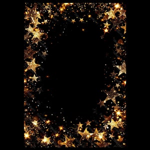 20 gouden glitter sterren achtergrond. Sterren kader. Glitterrand. Bruiloft sieraad. Afdrukbare clipartbundel. Overlay. Transparante PNG