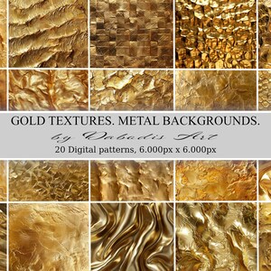 20 Gold Textures. Metal Background Clipart. Golden Digital Paper. Commercial Use. Printable JPG