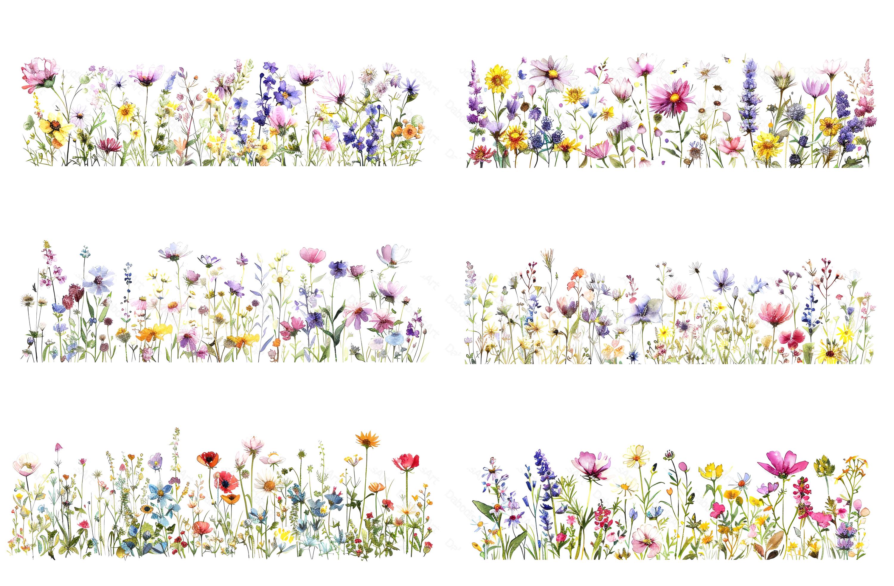 Blumen-Pinnwand-Bordüre Aquarell-Design - 20,4 M Lang, 68 Stück, Wasserfest & Wiederverwendbar