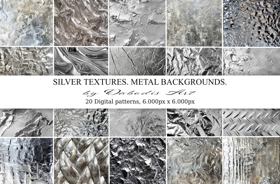 Silver Texture Indesign 20 Silver Textures. Metal Background Clipart. Silver Digital Paper ...