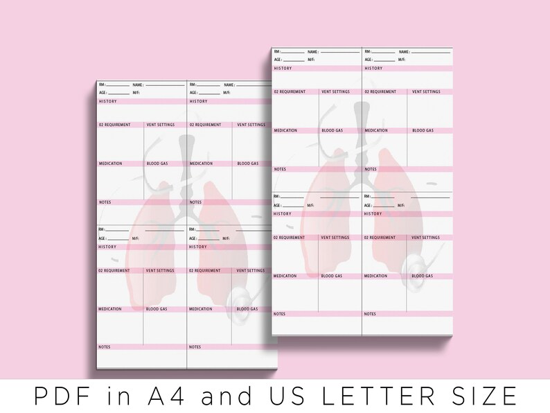 Respiratory Therapist Report Sheet Printable Respiratory Etsy