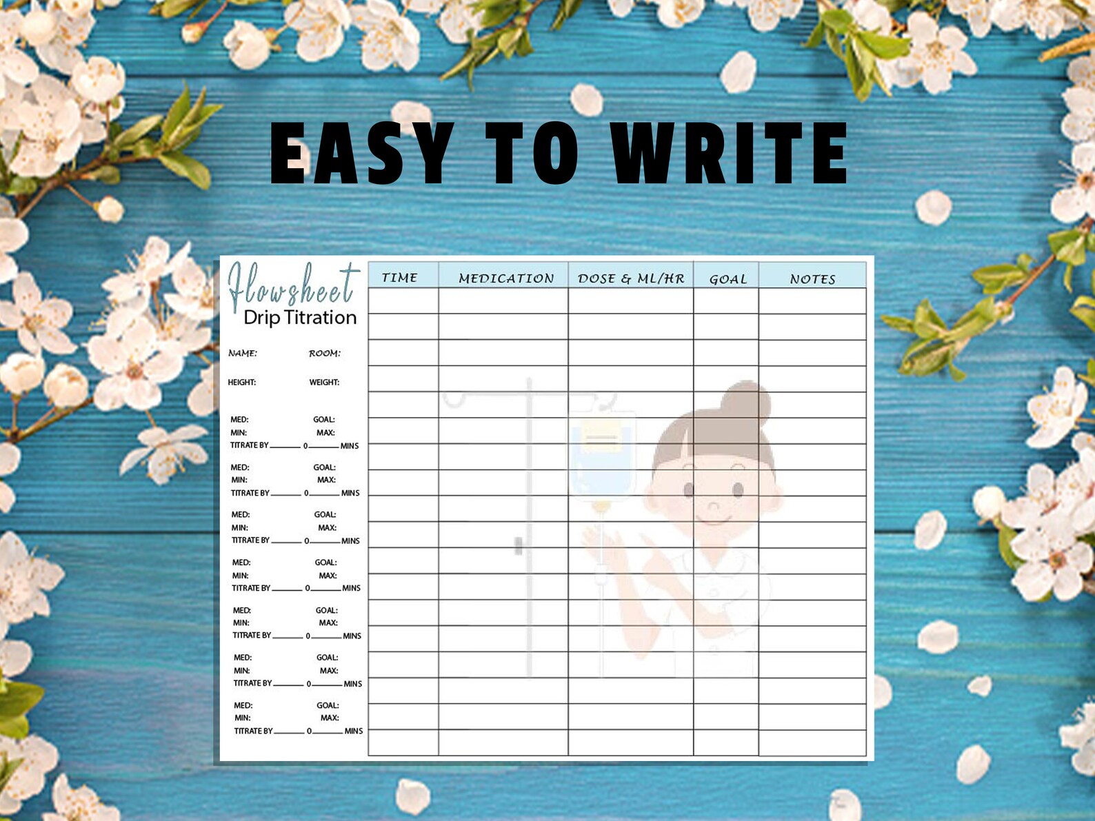 Drip Titration Flow Sheet Etsy