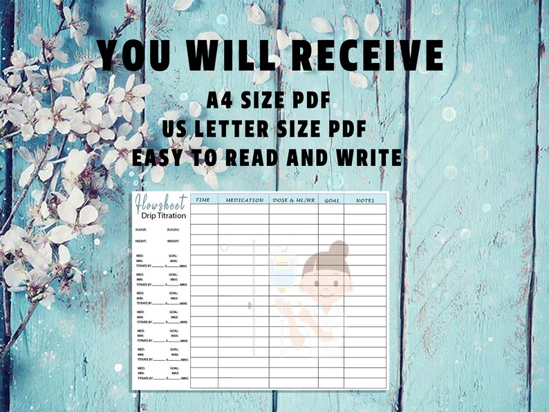 Drip Titration Flow Sheet Etsy