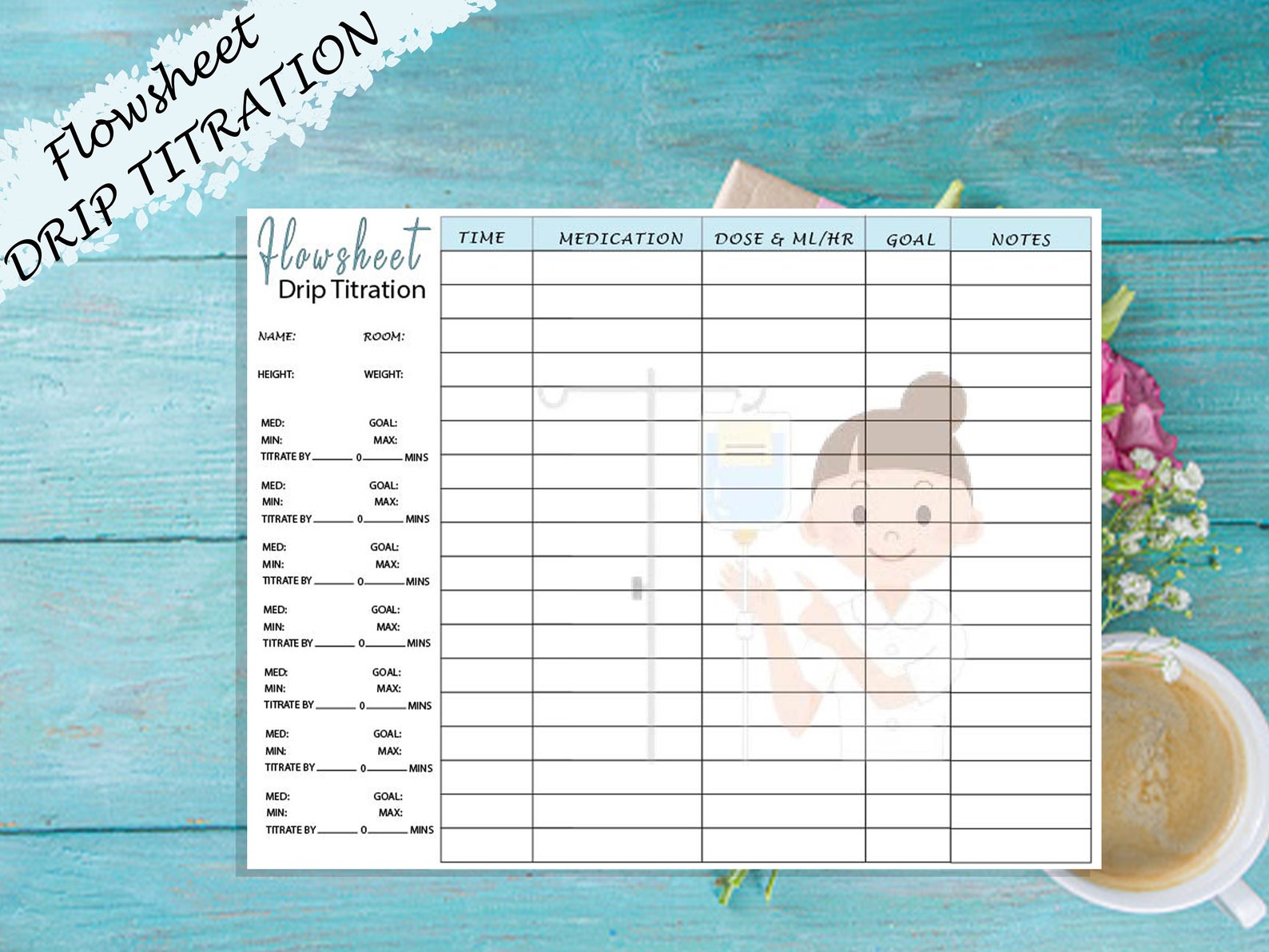 Drip Titration Flow Sheet Etsy