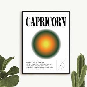 STEENBOK Dierenriem &Aura Gradiënt Kunst aan de muur | DIGITALE DOWNLOAD | Astrologie / Aura Poster | Star Sign Kunst