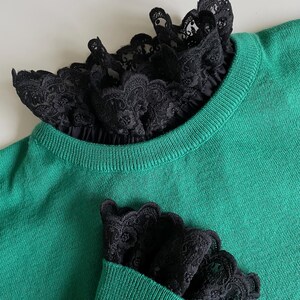 Detachable Victorian collar and matching cuffs in black embroidered lace image 7