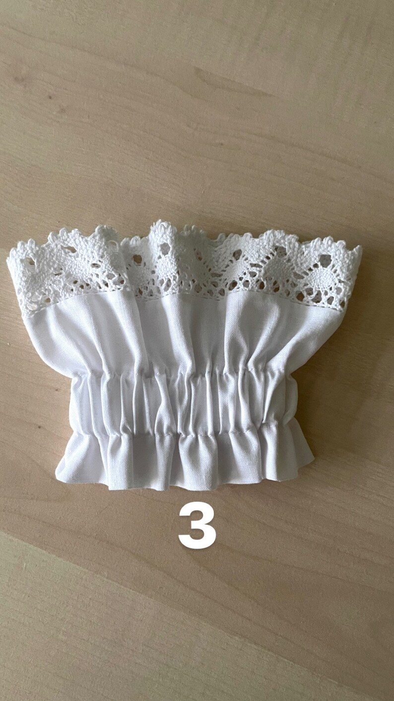 Manchettes ou poignets amovibles, avec différents modèles de dentelle blanche image 8