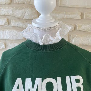 Detachable Victorian collar and matching cuffs in natural white embroidered lace image 8