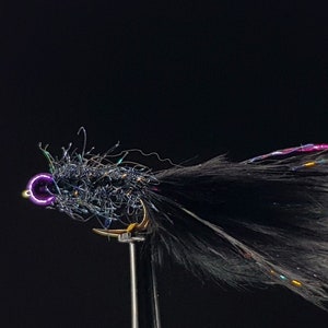 Black Wooly Bugger.  Trout lures Steelhead flies USA Streamers Hot head flies  trout flies UK Fly box Tins