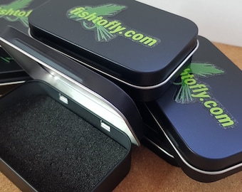 Branded Fly Tin- fishtofly.com  Fly box Bait-box Storage box Tackle box Pocket tin Compact box