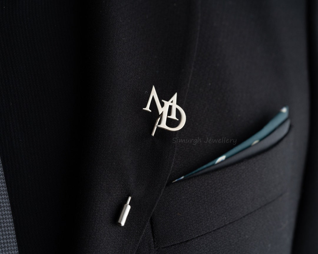 Initials Lapel Pin Personalized Wedding Lapel for Groom Etsy