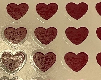 Ceramic or Glass Waterslide Decal - Red Hearts 16mm