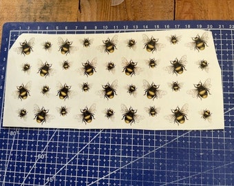 Ceramic or Glass Waterslide Decal - Bee Mug Wrap. Bumble, Buzz, Insect, Honey, Hive, Wing, Black and Yellow, Fuzzy, Pollen, Pollinator, Fly