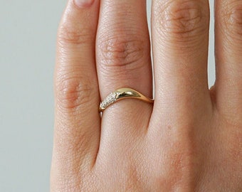 Round Diamond Band, Wedding Band For Her, 14K Yellow Gold Band, Half Eternity Engagement Band, Round Moissanite Diamond Band, Gift For Her