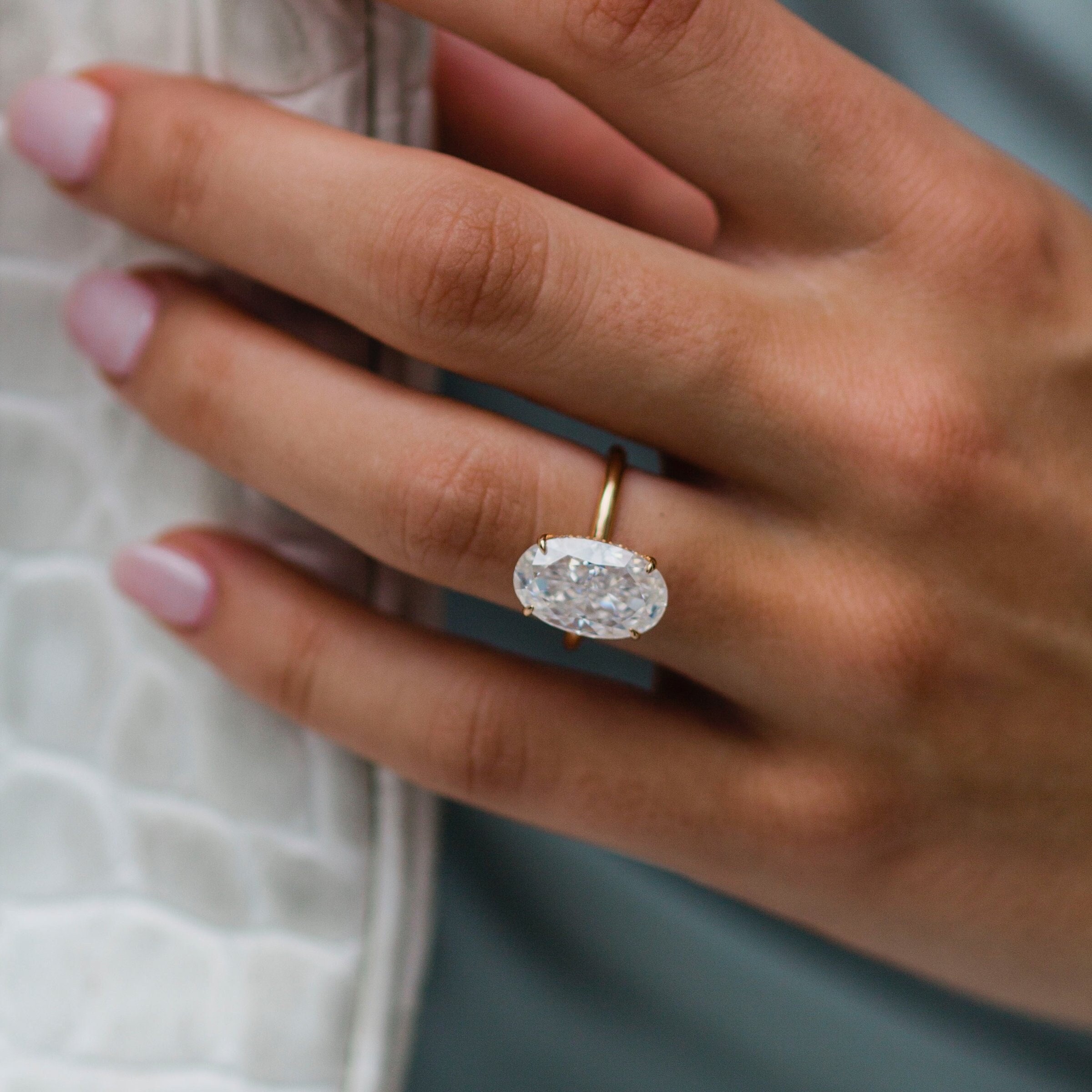 Buy Oval Engagement Ring Diamond Hidden Halo Ring 6 Ct Crushed