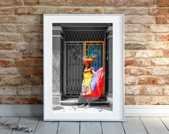 Colombian Street Photography, Limited Edition Print, Travel Home Decor, Black & White / Color Print, Street Art, Cartagena