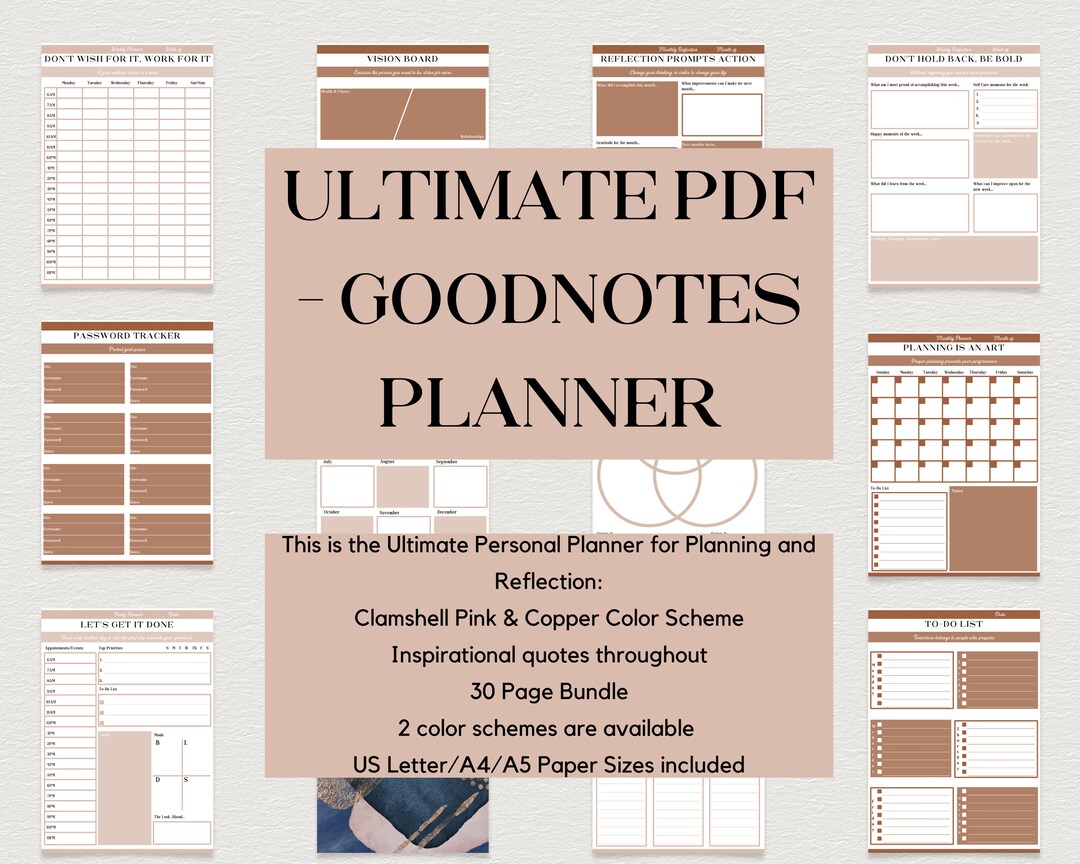 ULTIMATE Undated Reflection Planner Deep Neutral Colors - Etsy