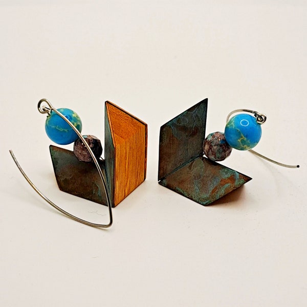 Earrings with imperial jasper and chrysacola