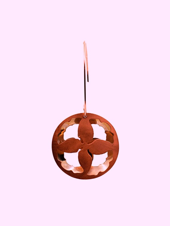 Copper earrings . Four Leaves No.1