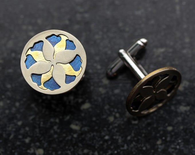 Blue and Gold Geometric Cufflinks