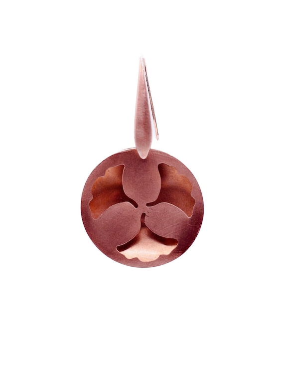 Copper earrings . Three Leaves No.1
