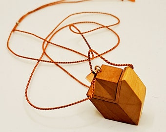 Geometric pendant; Wood and copper