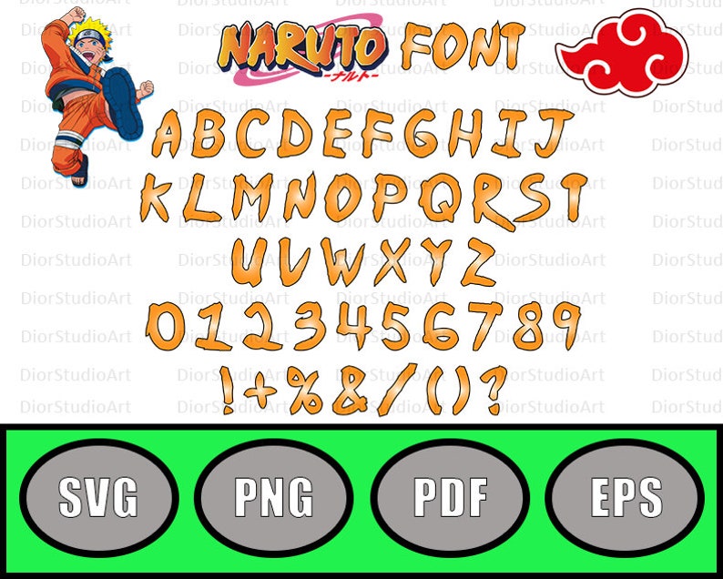 Naruto Font Naruto Alphabet Naruto Letters Naruto Bundle Etsy Canada