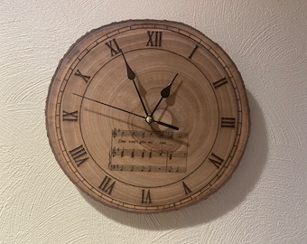 Customizable Wood slice rustic wall clock - 11 inch