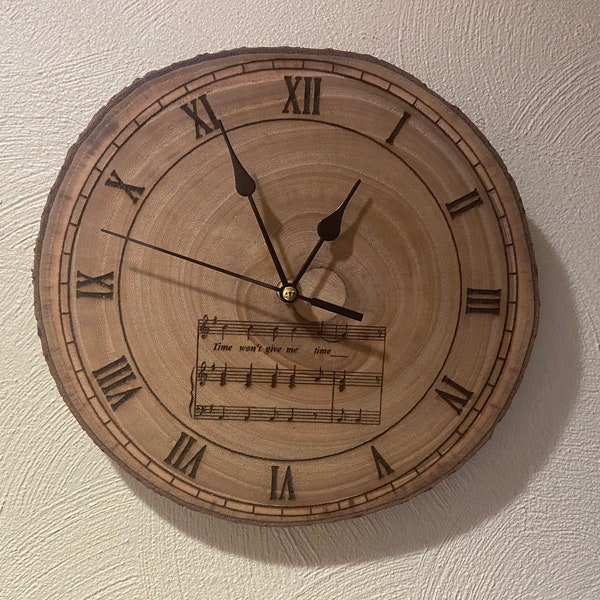 Customizable Wood slice rustic wall clock - 11 inch