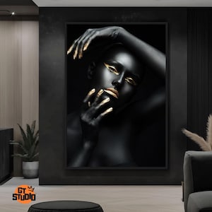 Gold & Black Fashion Women Wall Art - Digital Download