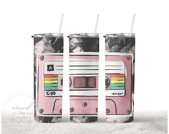 Pink Cassette Tumbler Wrap Digital Download