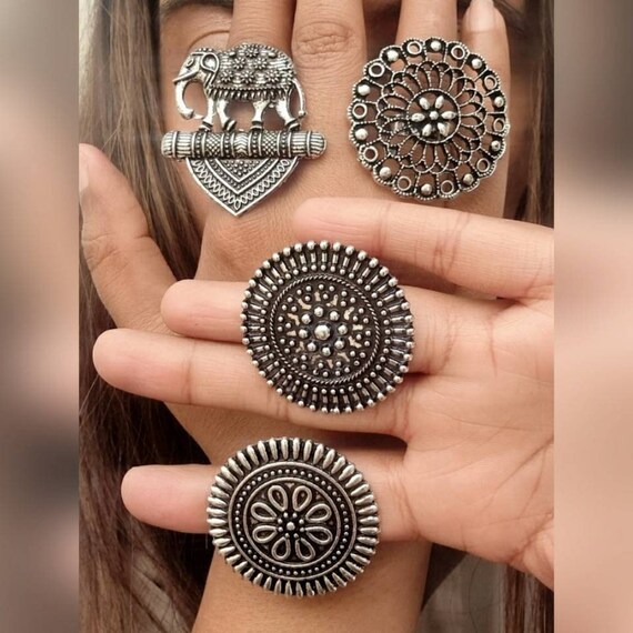 Big oxidised best sale rings