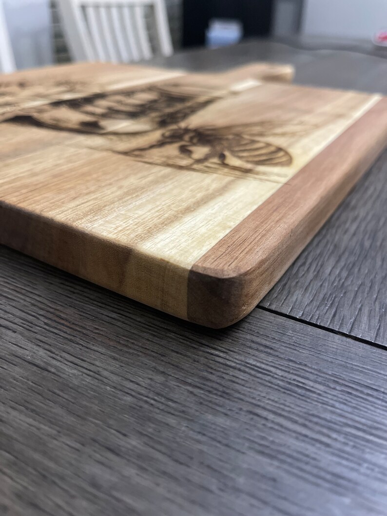 Laser Engraved Acacia Wood Cutting Board With Bee and Honey Etsy