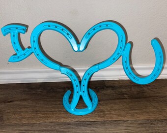 I Love You Sculpture Welded from New Horseshoes