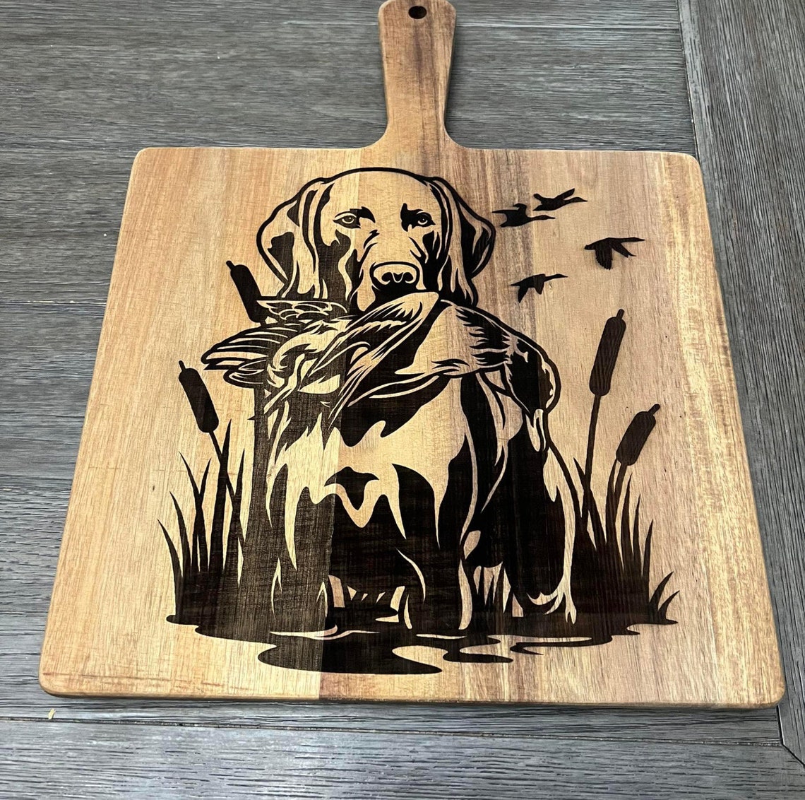 Laser Engraved Acacia Wood Cutting Board With Hunting and Mallard Duck Etsy