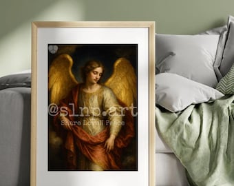 天の天使のプリント、天上の守護天使のアート、スピリチュアルな神聖な