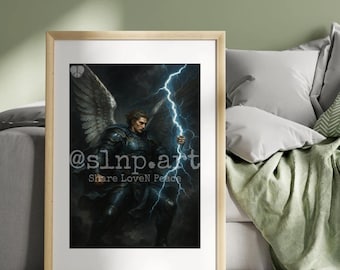 天の天使のプリント、天上の守護天使のアート、スピリチュアルな神聖な
