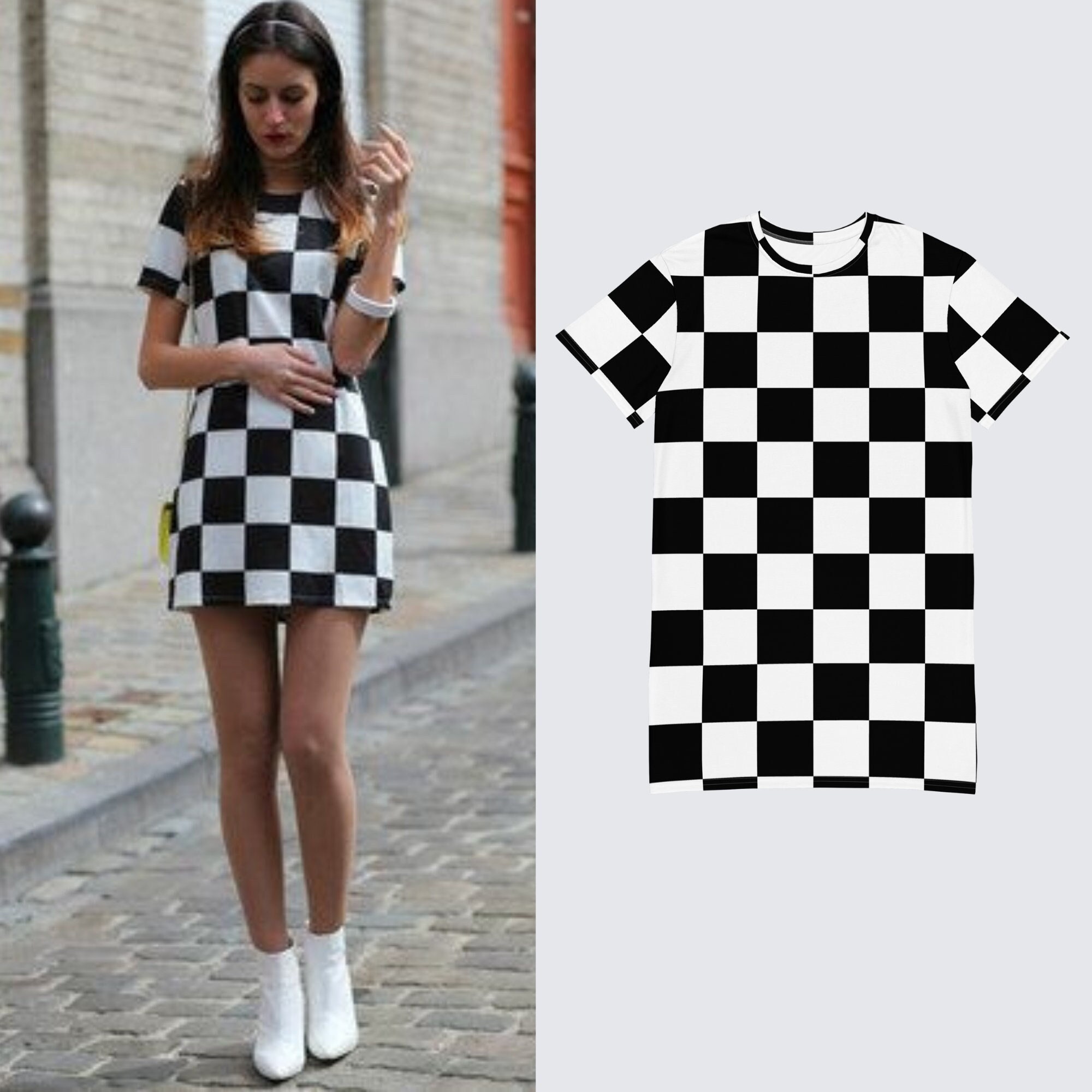 Louis Vuitton vintage short dress with black and white checkerboard pattern  - S - 2020s secondhand Lysis