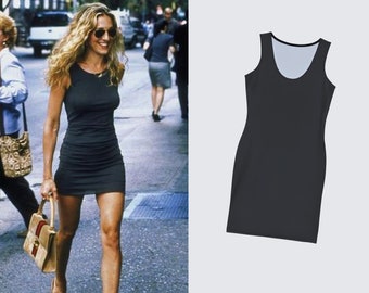 Iconic Carrie Bradshaw Mini Tank Dress | Inspired by the Sex and the City | Charcoal Grey