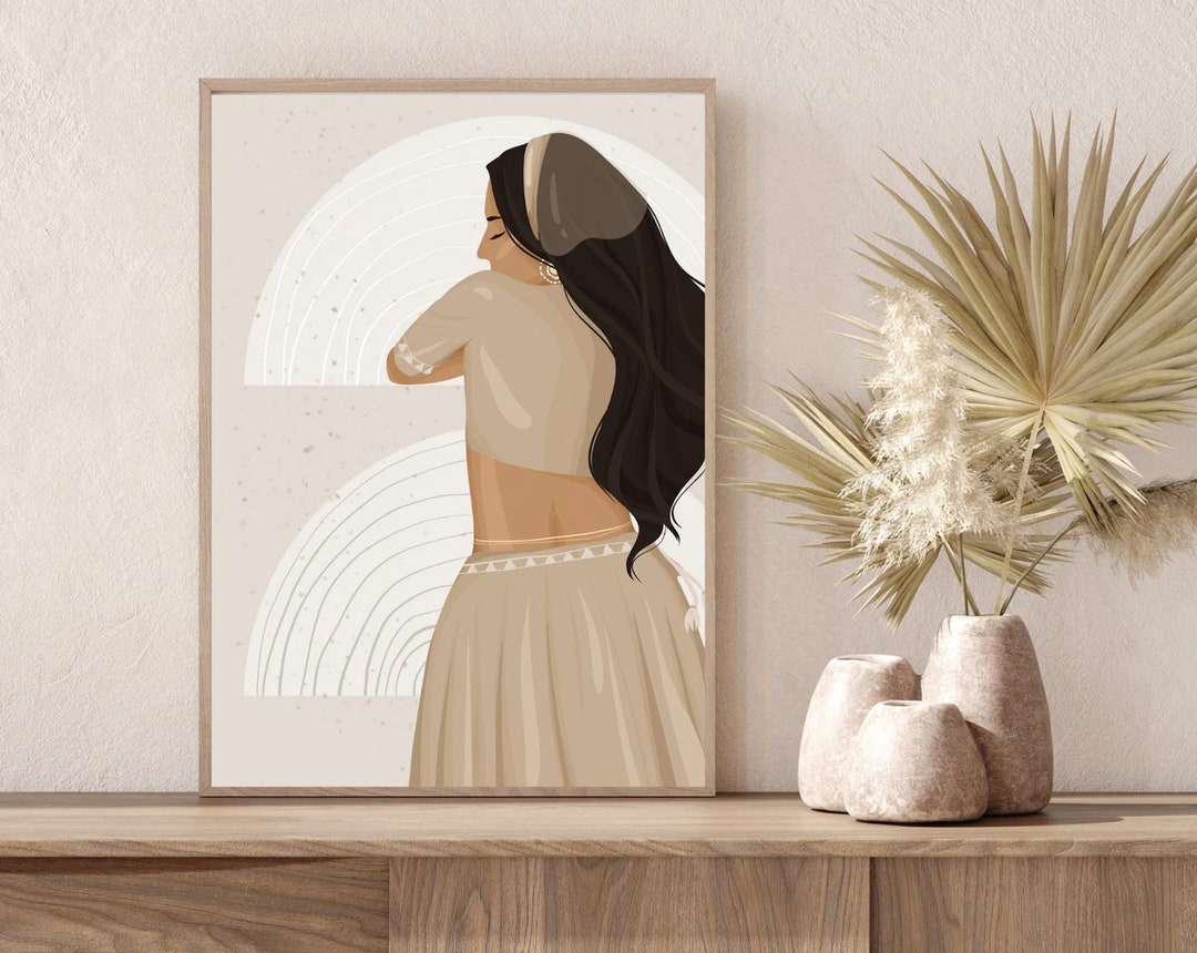 Boho Girl Wall Art, Gypsy Art, Indian Painting, Indian Art, Boho Wall