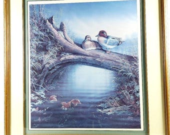 Signed Limited Edition Sam Timm Spring Splendor Green Wing Teal Ducks 3211/5000