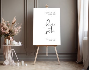 Minimalistic Wedding Welcome Sign Template Forever Starts Now