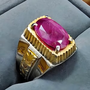 Ruby ring, Red Mens ruby ring, Silver ring, Ruby Gemstone ring, Engagement ring, Natural ruby ring, Anniversary gift for him, Mens rings