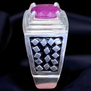 Ruby ring, Red Mens ruby ring, Silver ring, Ruby Gemstone ring, Engagement ring, Natural ruby ring, Anniversary gift for him, Mens rings