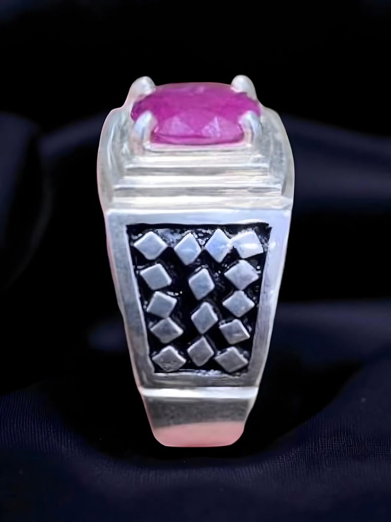 Ruby ring, Red Mens ruby ring, Silver ring, Ruby Gemstone ring, Engagement ring, Natural ruby ring, Anniversary gift for him, Mens rings