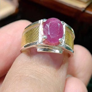 Ruby ring, Red Mens ruby ring, Silver ring, Ruby Gemstone ring, Engagement ring, Natural ruby ring, Anniversary gift for him, Mens rings